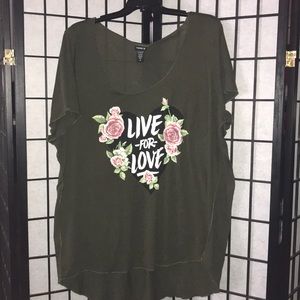 Olive Green High/Low Floral Detailing